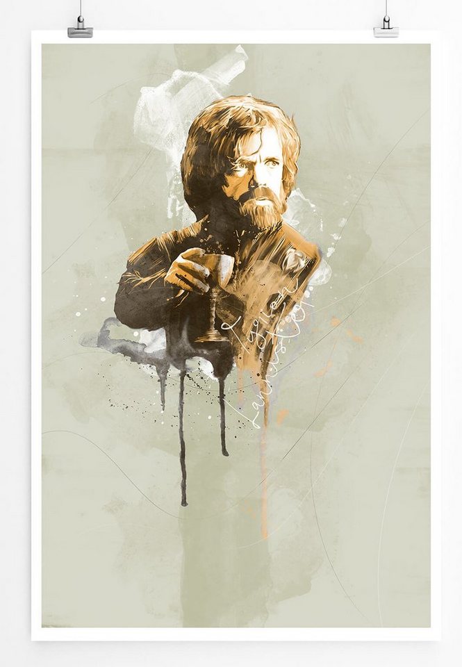 Sinus Art Leinwandbild Tyrion Lannister 90x60cm Paul Sinus Art Splash Art Wandbild als Poster ohne Rahmen gerollt von Sinus Art