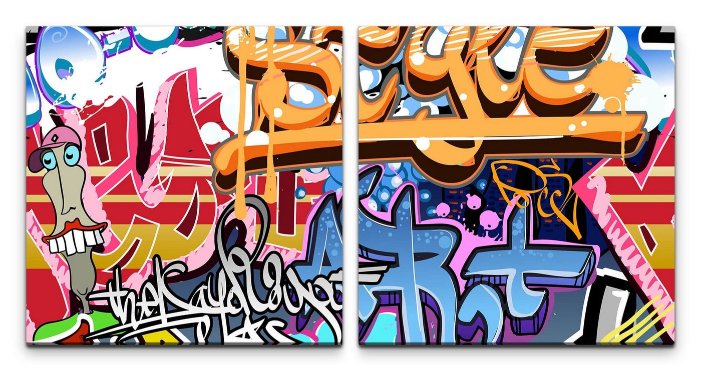 Sinus Art Leinwandbild Wand mit Graffiti Wandbild in verschiedenen Größen von Sinus Art
