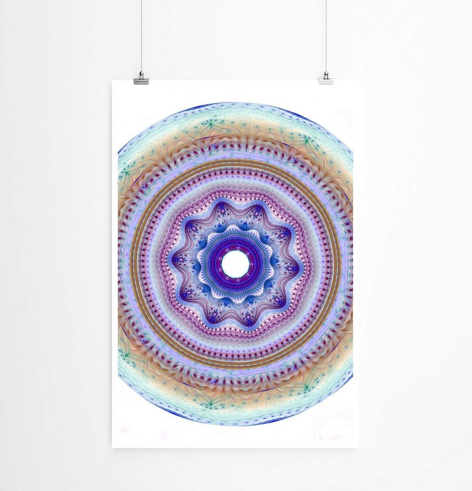 Sinus Art Poster 60x90cm Digitale Grafik Poster Buntes Mandala Glas von Sinus Art