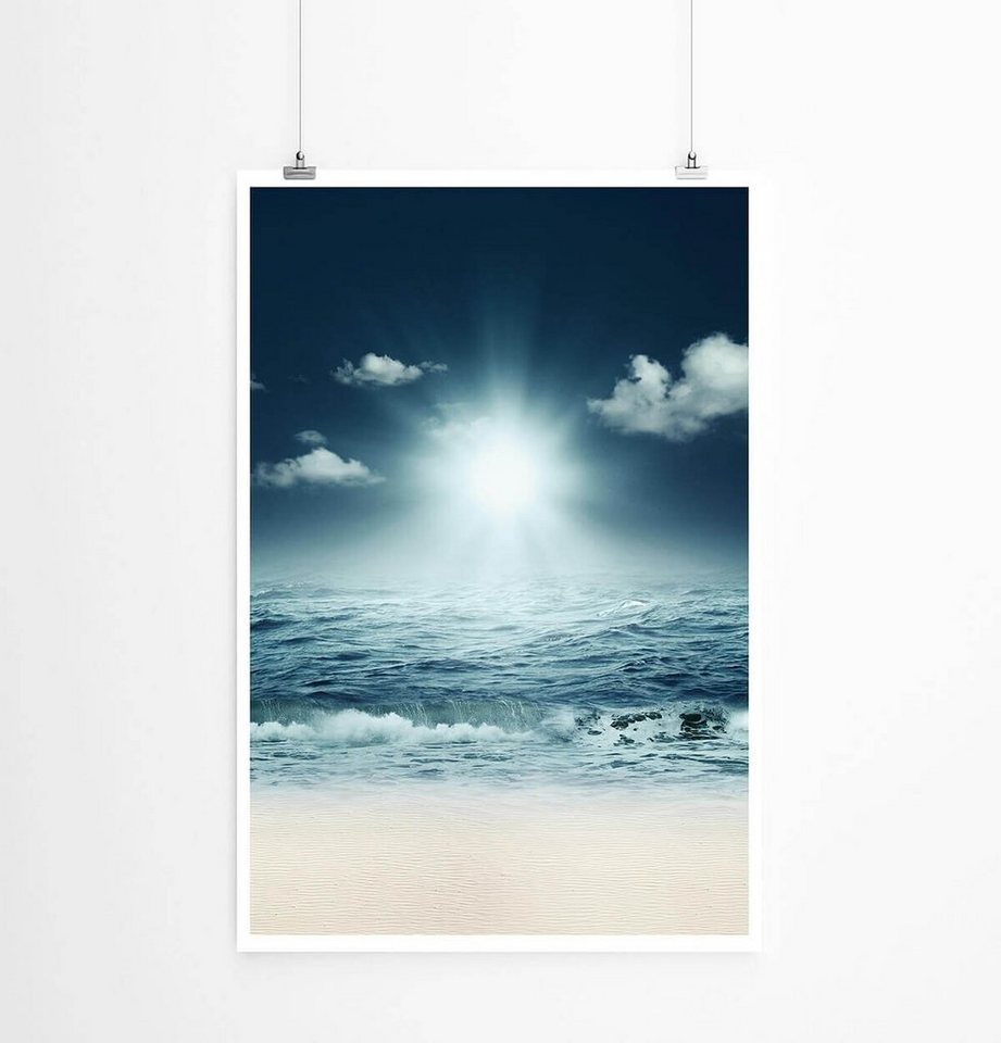 Sinus Art Poster 60x90cm Fotocollage von Sonne über dem Meer von Sinus Art