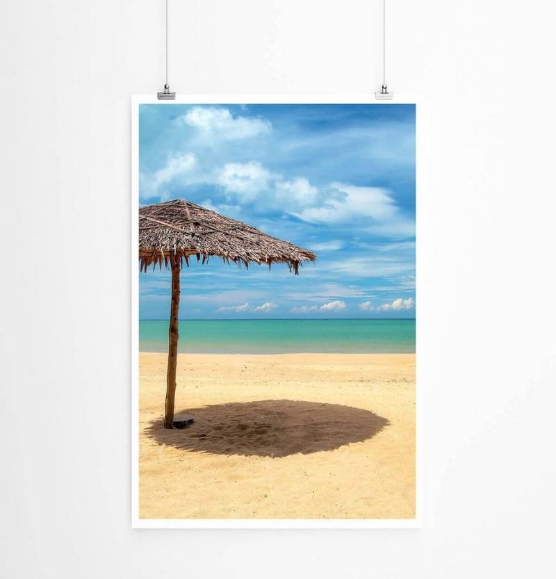 Sinus Art Poster 60x90cm Landschaftsfotografie Poster Tropischer Strand mit Sonnenschirm von Sinus Art
