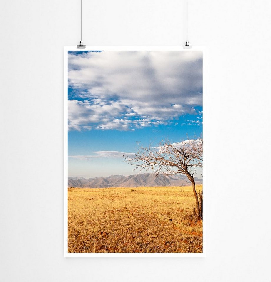 Sinus Art Poster 90x60cm Poster Afrikanischer Baum mit blauem Himmel von Sinus Art