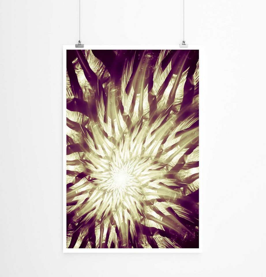 Sinus Art Poster Abstrakte Blumen in Goldtönen 60x90cm Poster von Sinus Art