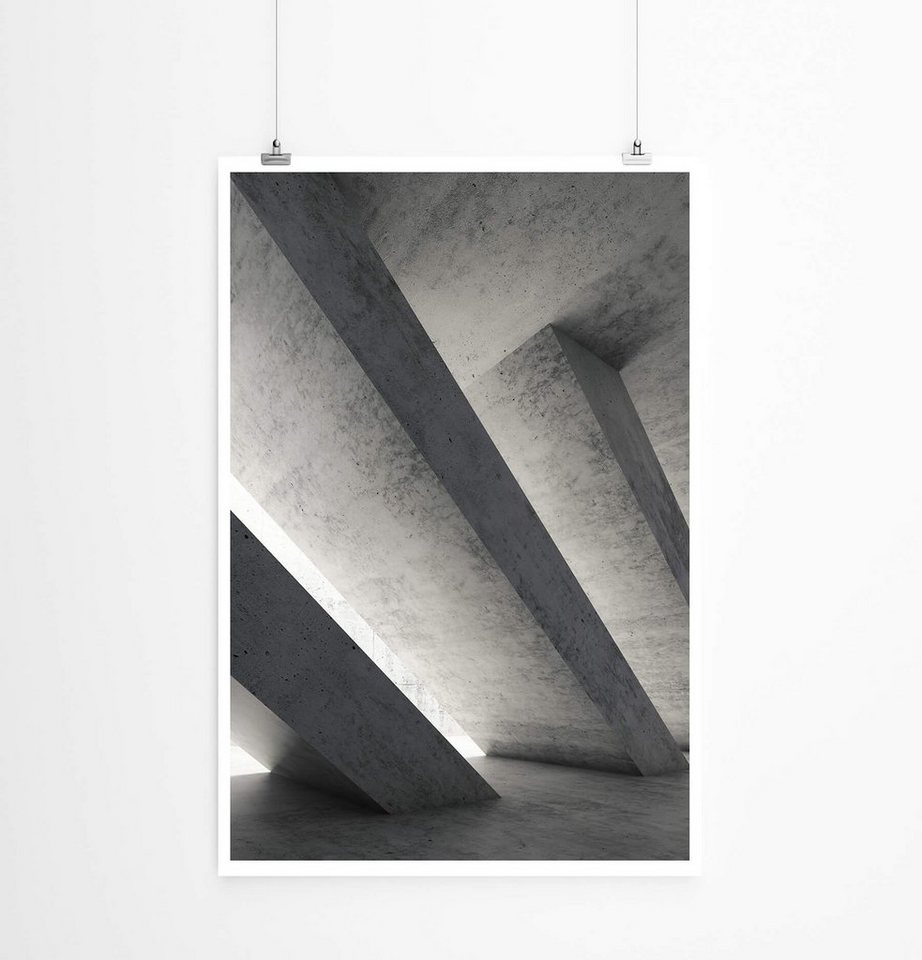 Sinus Art Poster Architekturfotografie  Beton mit diagonalen Streben 60x90cm Poster von Sinus Art