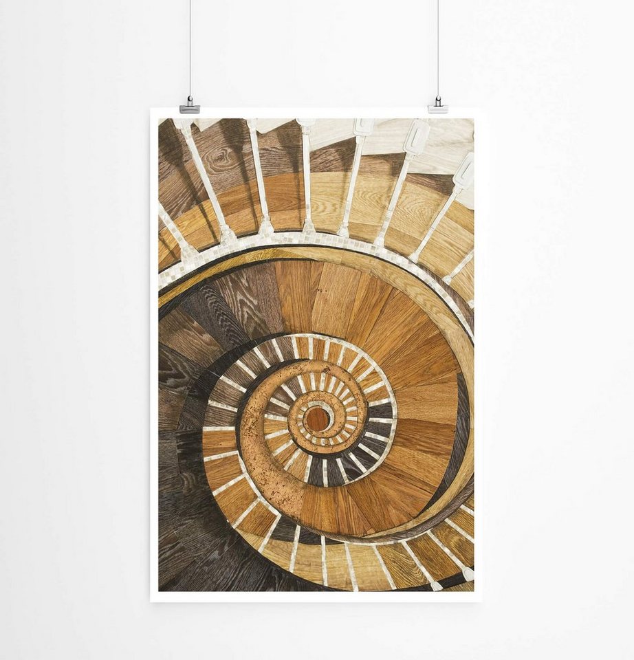 Sinus Art Poster Architekturfotografie  Spiralförmiges Treppengeländer 60x90cm Poster von Sinus Art