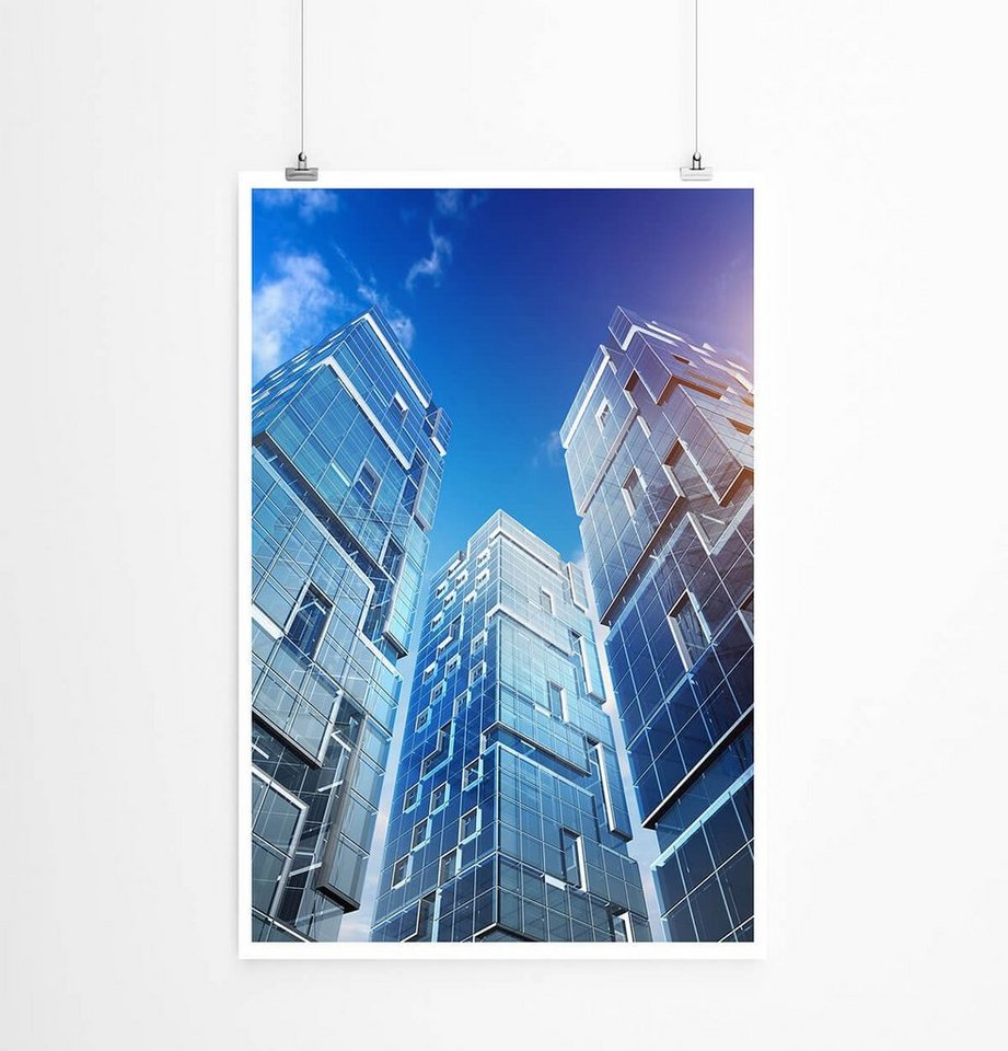 Sinus Art Poster Modell von drei Wolkenkratzern aus Glas von Sinus Art