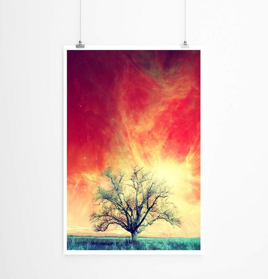 Sinus Art Poster Rote Alienlandschaft mit Baum 60x90cm Poster von Sinus Art