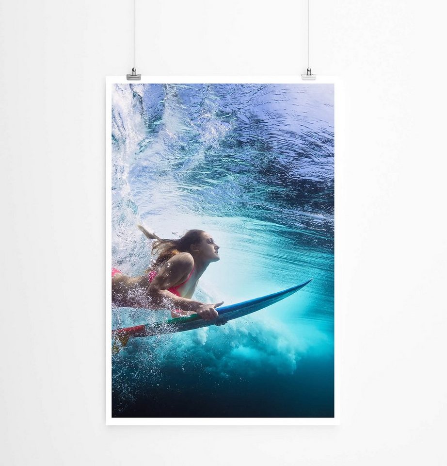Sinus Art Poster Surferin unter Wasser 60x90cm Poster Sinus Art Poster Surferin unter Wasser 60x90cm Poster von Sinus Art