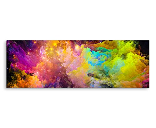 Sinus Art Wandbild 120x40cm Knallige Bunte Farbwolken auf Leinwand für Wohnzimmer, Büro, Schlafzimmer, Ferienwohnung u.v.m. Gestochen scharf in Top Qualität von Sinus Art