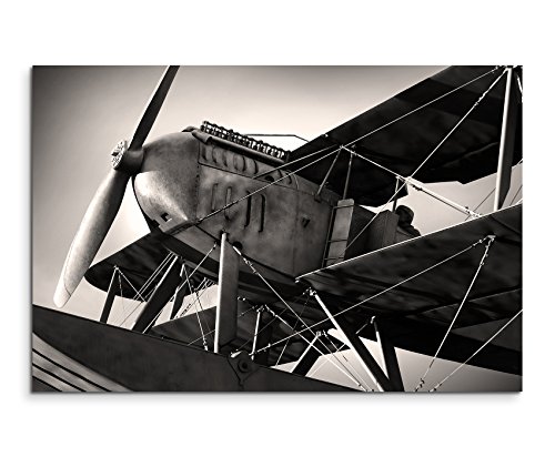 Sinus Art Wandbild 120x80cm Naturfotografie – Altes Flugzeug aus den 1920ern auf Leinwand für Wohnzimmer, Büro, Schlafzimmer, Ferienwohnung u.v.m. Gestochen scharf in Top Qualität von Sinus Art