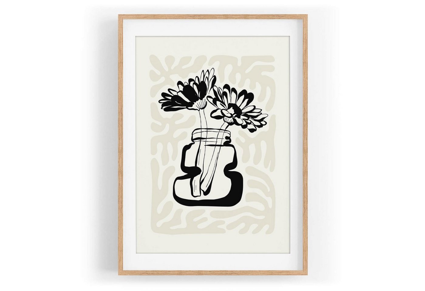 Sinus Art Wandbild Black Ink dekorative Illustration Modern Blumen in Glas von Sinus Art