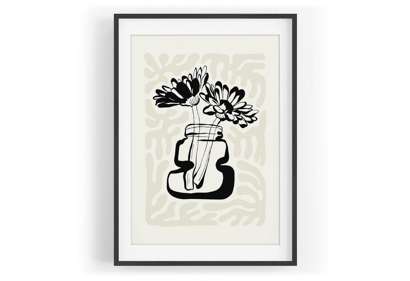 Sinus Art Wandbild Black Ink dekorative Illustration Modern Blumen in Glas von Sinus Art