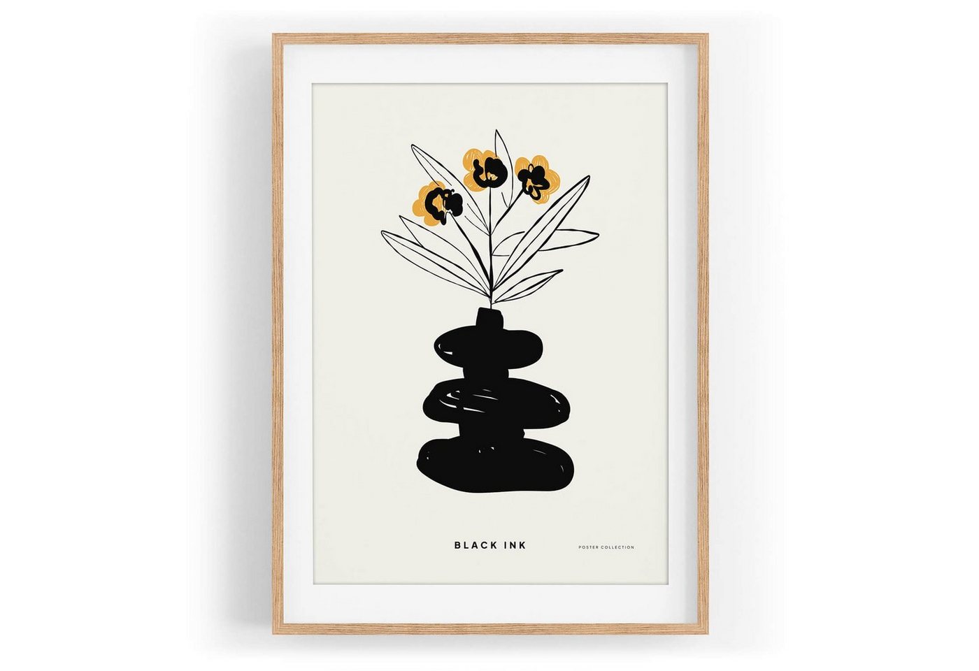 Sinus Art Wandbild Black Ink dekorative Illustration Modern Blumen in Vase von Sinus Art