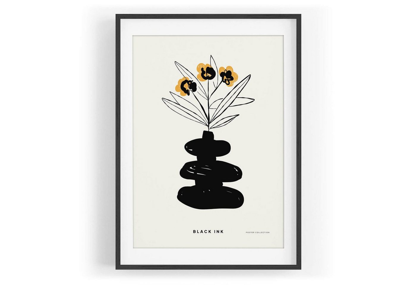 Sinus Art Wandbild Black Ink dekorative Illustration Modern Blumen in Vase von Sinus Art
