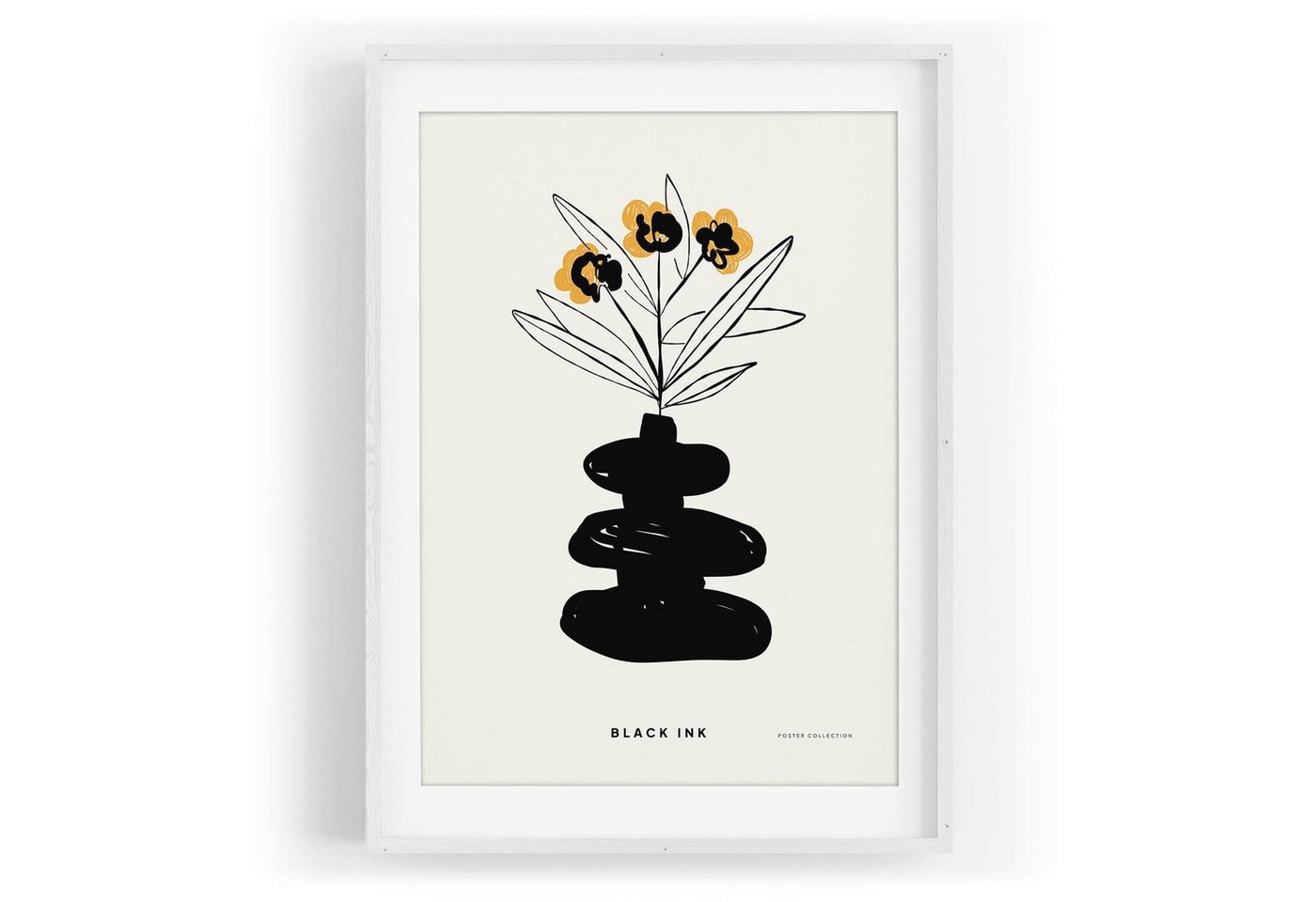 Sinus Art Wandbild Black Ink dekorative Illustration Modern Blumen in Vase von Sinus Art