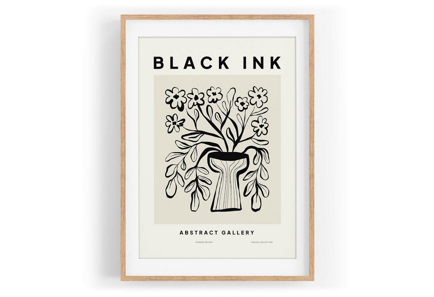 Sinus Art Wandbild Black Ink dekorative Illustration Modern Blumenstrauß Vase von Sinus Art