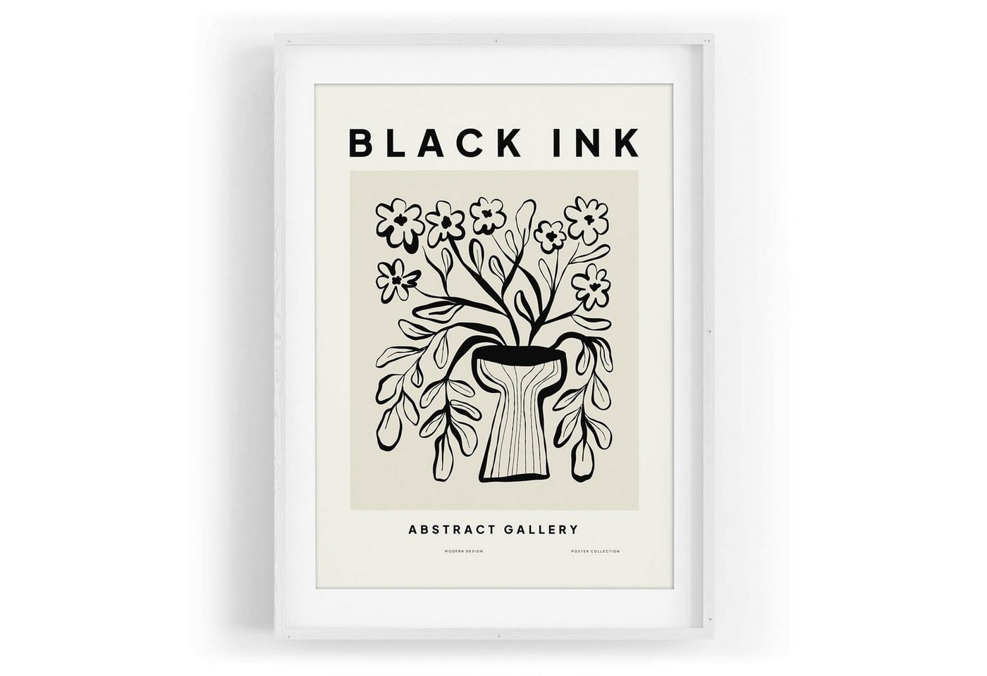 Sinus Art Wandbild Black Ink dekorative Illustration Modern Blumenstrauß Vase von Sinus Art