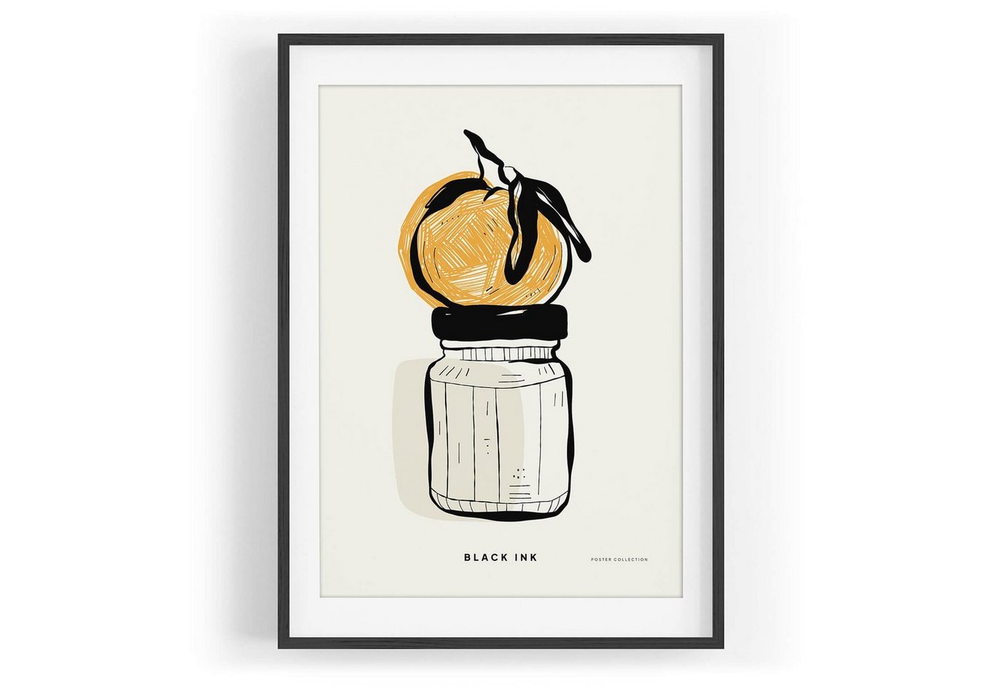 Sinus Art Wandbild Black Ink dekorative Illustration Modern Orange auf Glas von Sinus Art