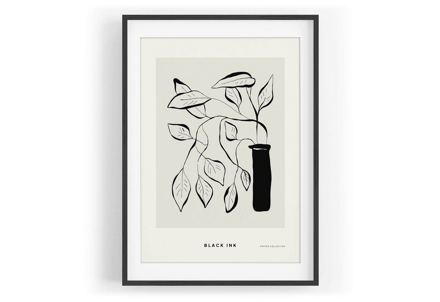 Sinus Art Wandbild Black Ink dekorative Illustration Modern Pflanze in Vase von Sinus Art