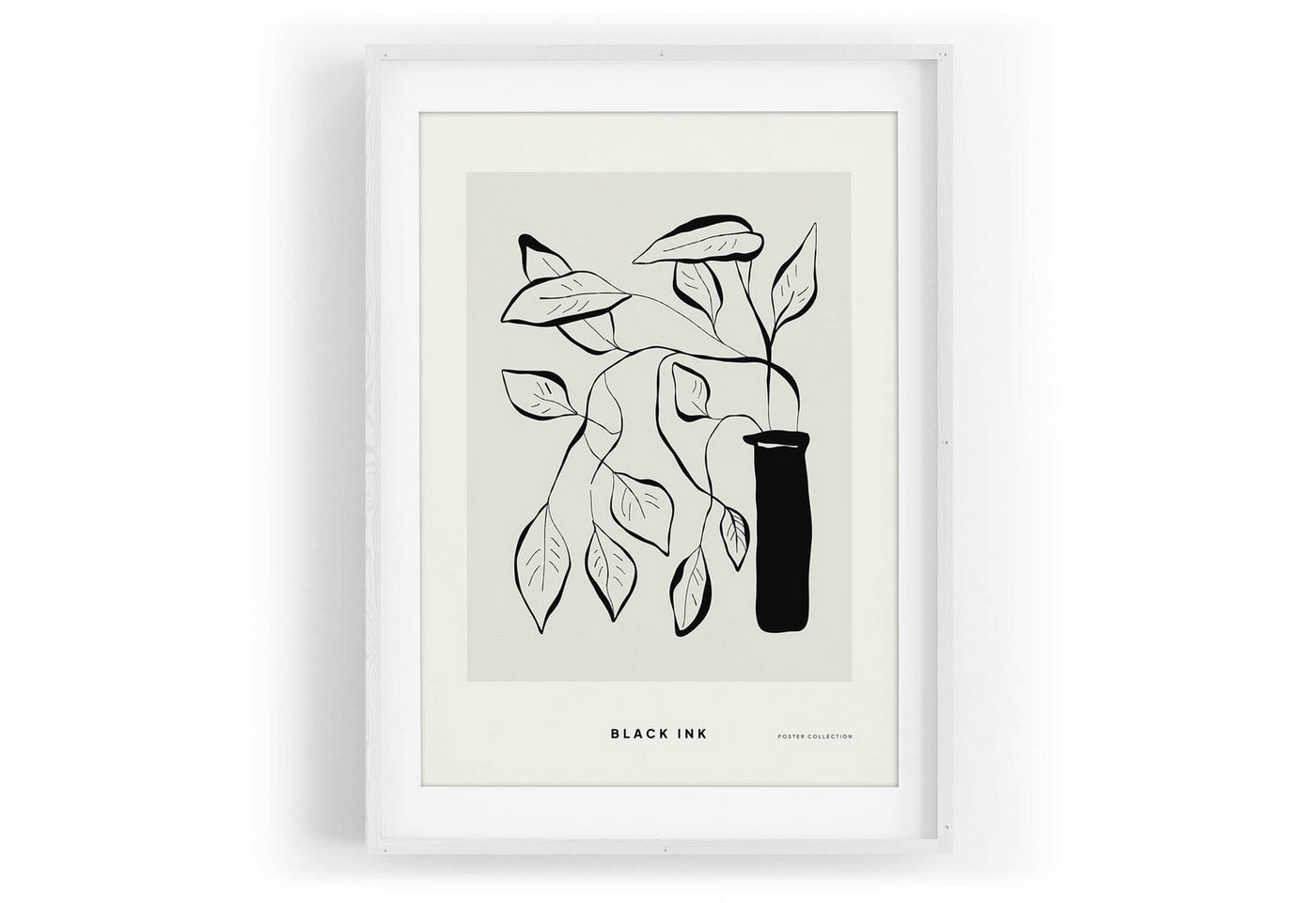 Sinus Art Wandbild Black Ink dekorative Illustration Modern Pflanze in Vase von Sinus Art