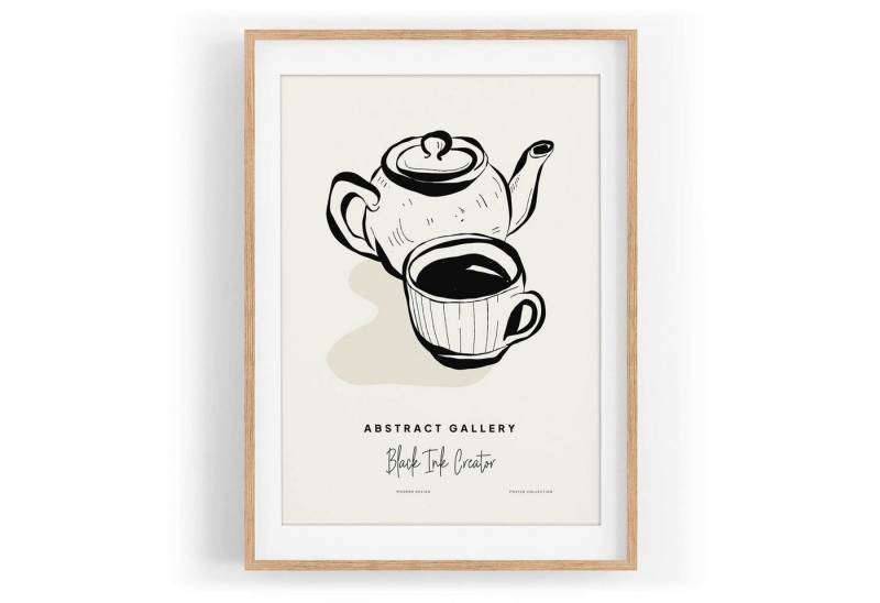 Sinus Art Wandbild Black Ink dekorative Illustration Modern Teekanne Tee Tasse von Sinus Art