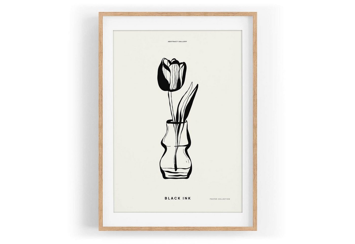 Sinus Art Wandbild Black Ink dekorative Illustration Modern Tulpe Blume Vase von Sinus Art