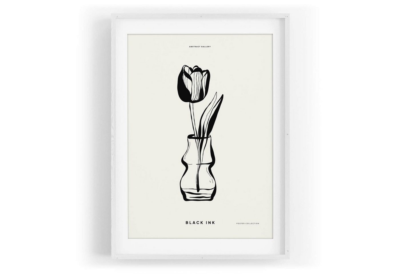 Sinus Art Wandbild Black Ink dekorative Illustration Modern Tulpe Blume Vase von Sinus Art