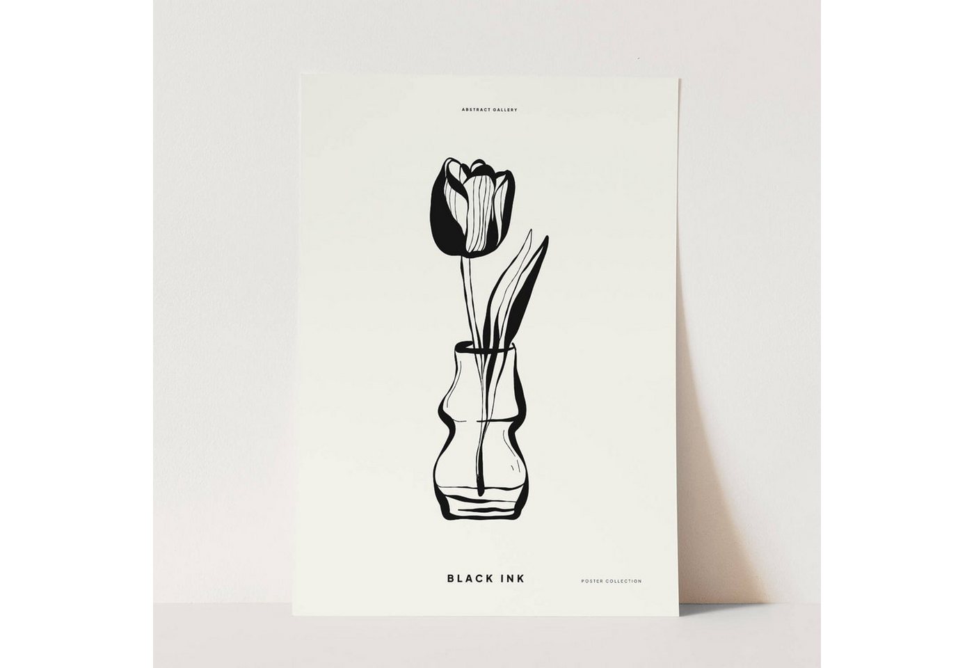 Sinus Art Wandbild Black Ink dekorative Illustration Modern Tulpe Blume Vase von Sinus Art