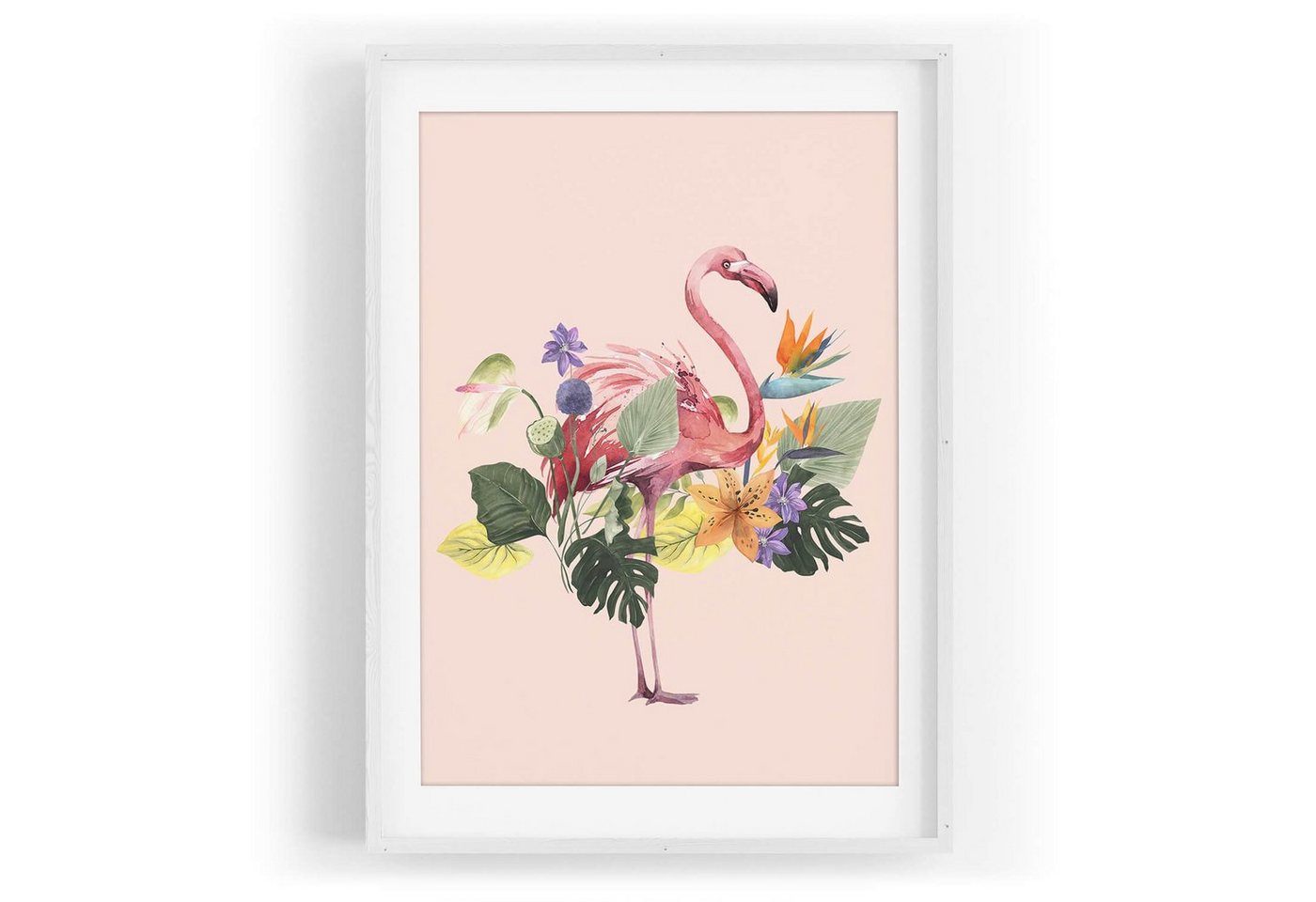 Sinus Art Wandbild Vogel Motiv Flamingo Blumen Exotisch Tropisch Kunstvoll Südsee von Sinus Art