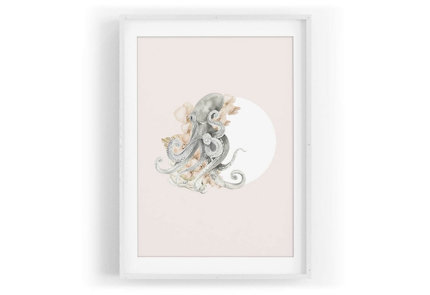 Sinus Art Wandbild Wandbild Oktopus Blumen Pastellton Beige Kunstvoll Wunderschön von Sinus Art