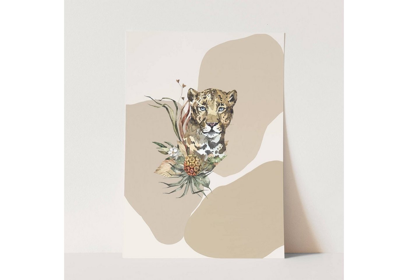 Sinus Art Wandbild Wandbild Tier Motiv Jaguar Raubkatze Blumen Pflanzen Kunstvoll von Sinus Art