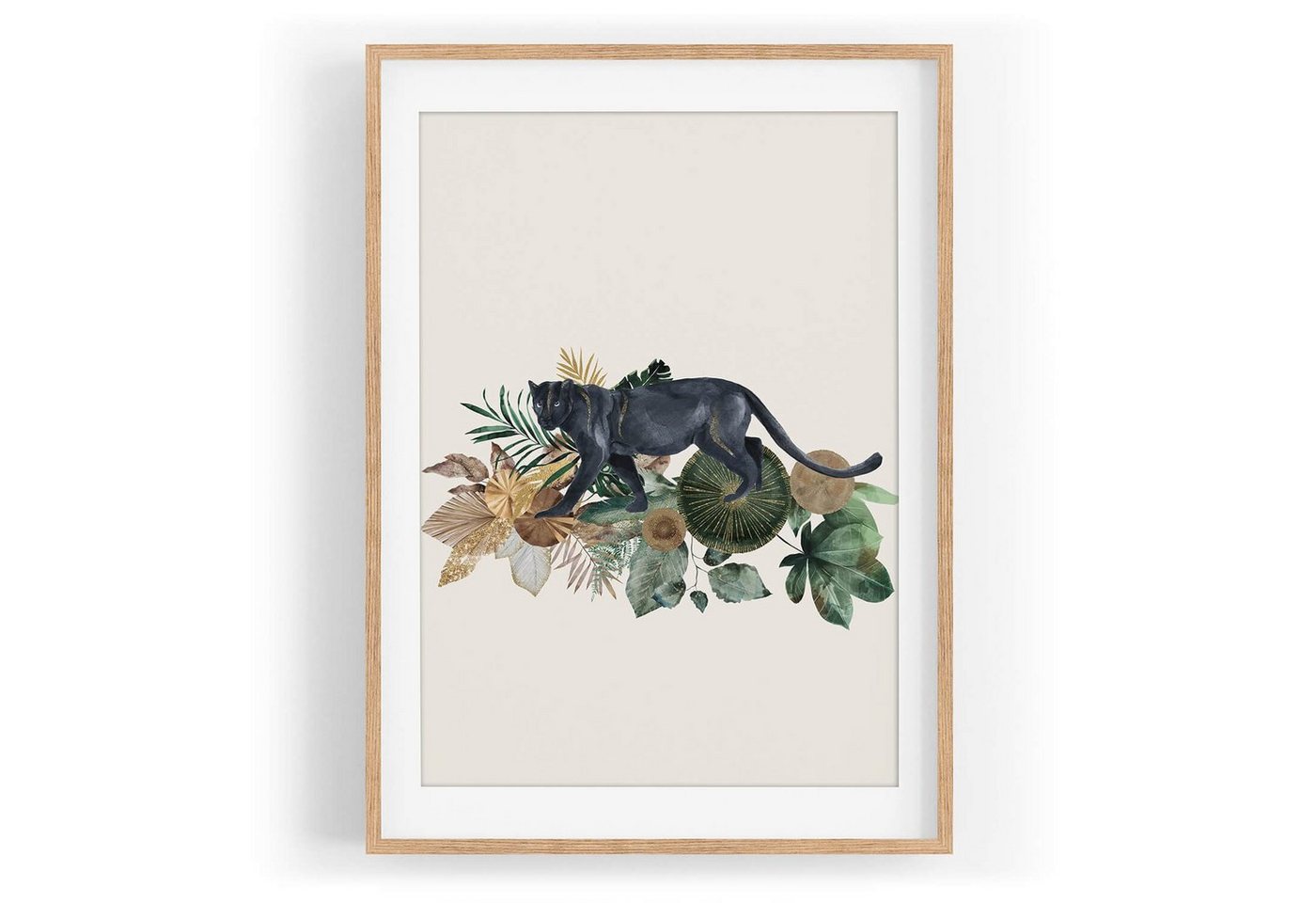 Sinus Art Wandbild Wandbild Tier Motiv Panther schwarze Raubkatze Dschungel Dekorativ Pflanzen von Sinus Art