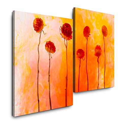 Sinus Art rote Blumen 120x80cm 2 Kunstdrucke je 70x60cm Kunstdruck modern Wandbilder XXL Wanddekoration Design Wand Bild von Sinus Art