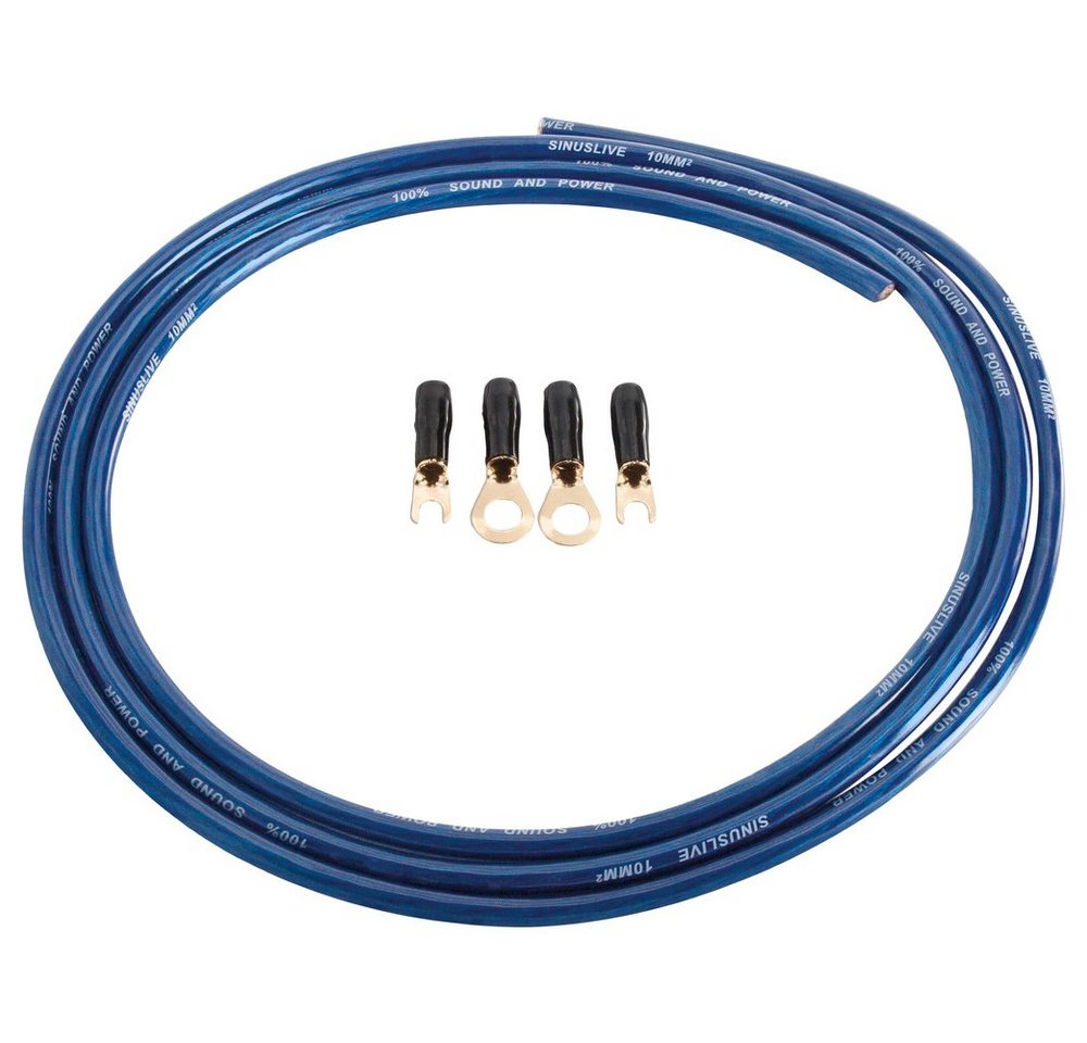 SinusLive Kabelverbinder-Sortiment Sinuslive Car HiFi Stromkabel-Set 10 mm² vergoldet von SinusLive
