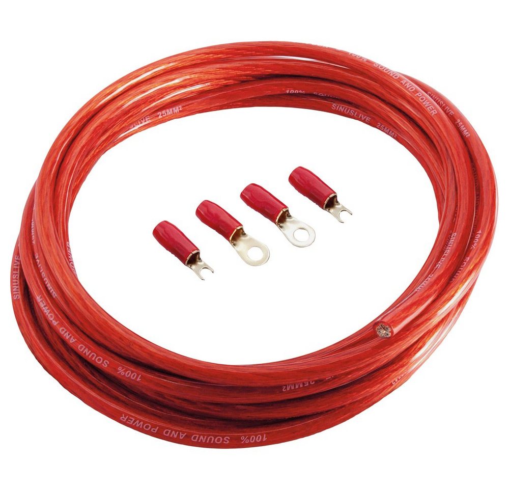 SinusLive Kabelverbinder-Sortiment Sinuslive Car HiFi Stromkabel-Set 25 mm² vergoldet von SinusLive