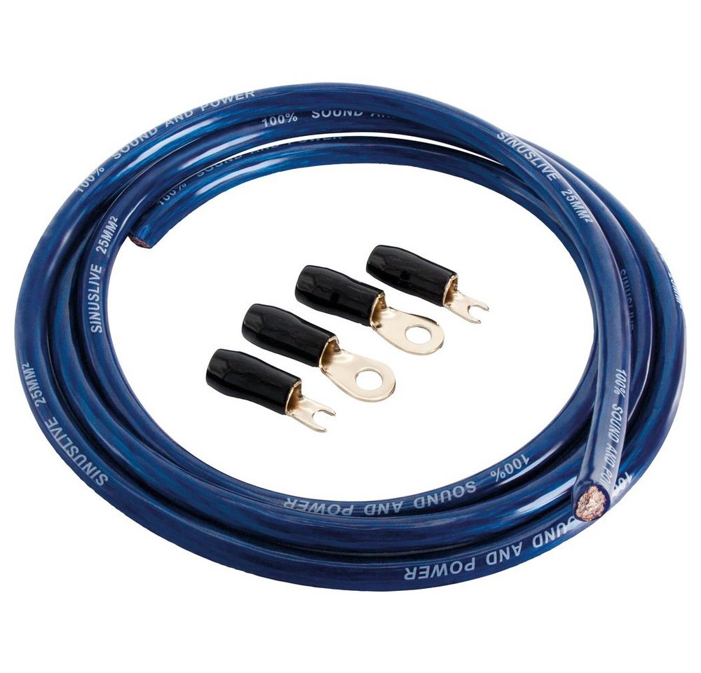 SinusLive Kabelverbinder-Sortiment Sinuslive Car HiFi Stromkabel-Set 25 mm² vergoldet von SinusLive