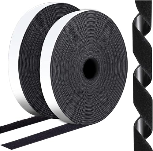 Klettband Selbstklebend Extra Stark, Doppelseitig Klebende mit Klettverschluss 8m Lange 20mm Breit Selbstklebendes Klebepad Flauschband und Hakenband (Schwarz) von Sinwind
