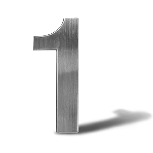 Hausnummer aus Edelstahl selbstklebend- Höhe 12 cm-hausnummern zum kleben- zahlen metall -Metallic Digital Weiß Gebürstet Design (1) von Sinxioer
