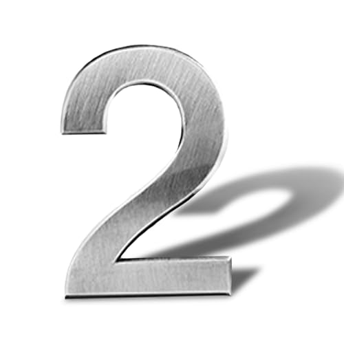 Hausnummer aus Edelstahl selbstklebend –Hausnummern zum Kleben Höhe 12 cm – Straßennummer – Hausnummer selbstklebend-Zahlen metall Türnummer(2) von Sinxioer