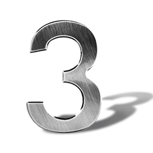 Hausnummer aus Edelstahl selbstklebend –Haustür nummer Höhe 12 cm – Hausnummern zum Kleben– Design-Hausnummernschild selbstklebend(8). (3) von Sinxioer