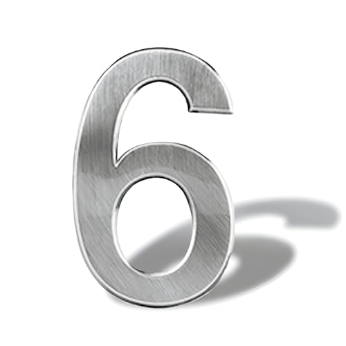 Hausnummer1 2 3 4 5 6 7 8 9 10 Selbstklebend-Hausnummer Klebend 12 cm-Hausnummer Klebend Silber– Design Türnummer (6) von Sinxioer
