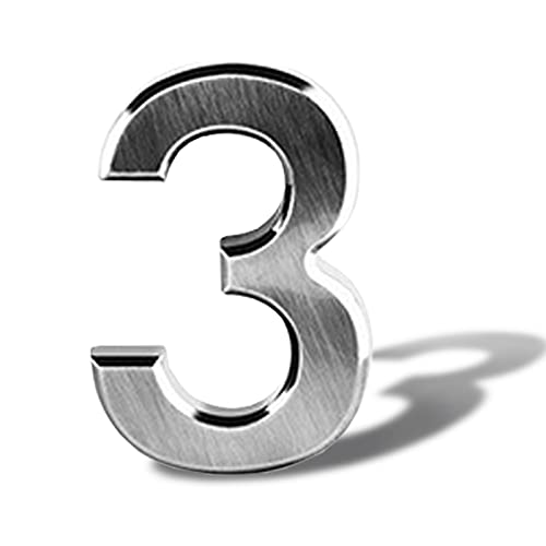 Hausnummer aus Edelstahl selbstklebend –Haustür Nummer Höhe 8 cm – Straßennummer – Design-Türnummer (3) von Sinxioer