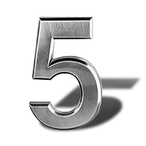 Hausnummer aus Edelstahl selbstklebend – Höhe 8 cm – Straßennummer – Selbstklebende Hausnummer für Briefkasten-Türnummer (5) von Sinxioer
