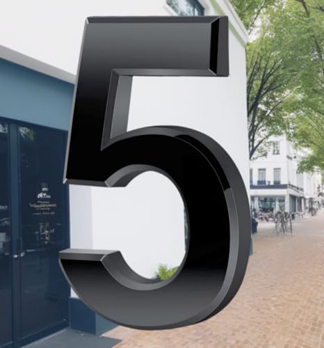 Sinxioer Hausnummer,4 Zoll Hausnummern, Never rust hausnummernschild,Premium Qualität,3D Effekt Hausnummern,Perfect little number for the door with no drilling.(5) von Sinxioer