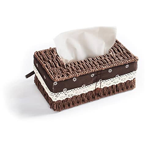 Taschentücher Box, Box für taschentücher braun,Sinxioer dekorativer handgewebter Papierhalter, Wunschseil Gesichts Taschentuch-Abdeckung für Haushalts/Hotel Taschentuchbox von Sinxioer