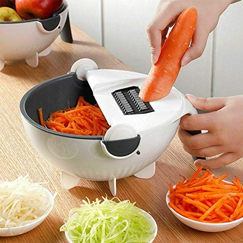 Gemüse Julienne Slicer, Drehen Sie den Gemüsehacker Cutter, 9 in 1 Multifunktions-Mandoline Slicer Handgemüsereibe Multi Blades hredder Shredder Gitterschneider Peeler Tool Gemüse Julienne Slicer, Drehen Sie den Gemüsehacker Cutter, 9 in 1 Multifunktions-Mandoline Slicer Handgemüsereibe Multi Blades hredder Shredder Gitterschneider Peeler Tool von Sinye
