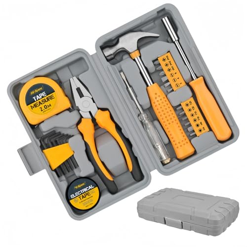 Home Tool Kit 24-teilig – Gelb Home DIY Repair Tool Kit Set, mit Aufbewahrungs-Werkzeugkasten, kleinen Kits, mit Starter Basic Handwerkzeugen für & Büro, Reparatur Werkzeugkasten (Gelb) von Siocok