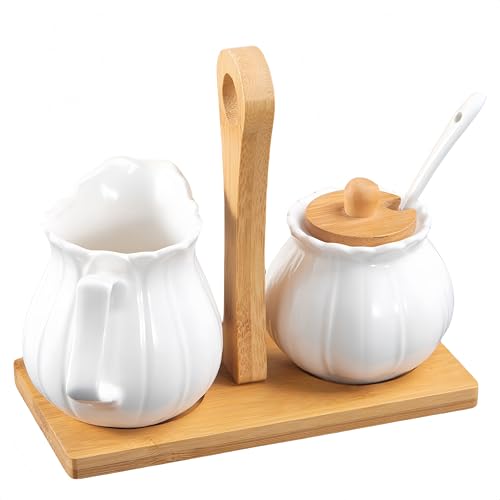 Keramik-Zucker- und Sahnekännchen-Set mit Deckellöffel und Holzpaletten, Keramik-Kaffee-Bar-Zubehör, Sahnekännchen-Zuckerdose, für Zuhause, Milchkaffee, Kaffeeservice Set Keramik-Zucker- und Sahnekännchen-Set mit Deckellöffel und Holzpaletten, Keramik-Kaffee-Bar-Zubehör, Sahnekännchen-Zuckerdose, für Zuhause, Milchkaffee, Kaffeeservice Set von Siocok