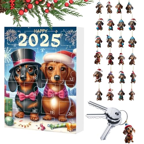 Sionhiuo Adventskalender,Weihnachts Adventsschmuck Dackel Figuren Spielzeug | Niedliche Deko Für Dezember Fest Wohnzimmer Kinder Feier Eingangsbereich Schlafzimmer Teenager von Sionhiuo