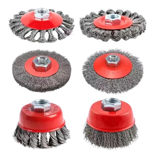 Sionhiuo Drahtrad für Winkelschleifer - 6-tlg Drahtrad Schleifscheibe Set | M14 Winkelschleifer Zubehör Für Metallbearbeitung Autoreparatur Schweißnahtreinigung Rostentfernung von Sionhiuo